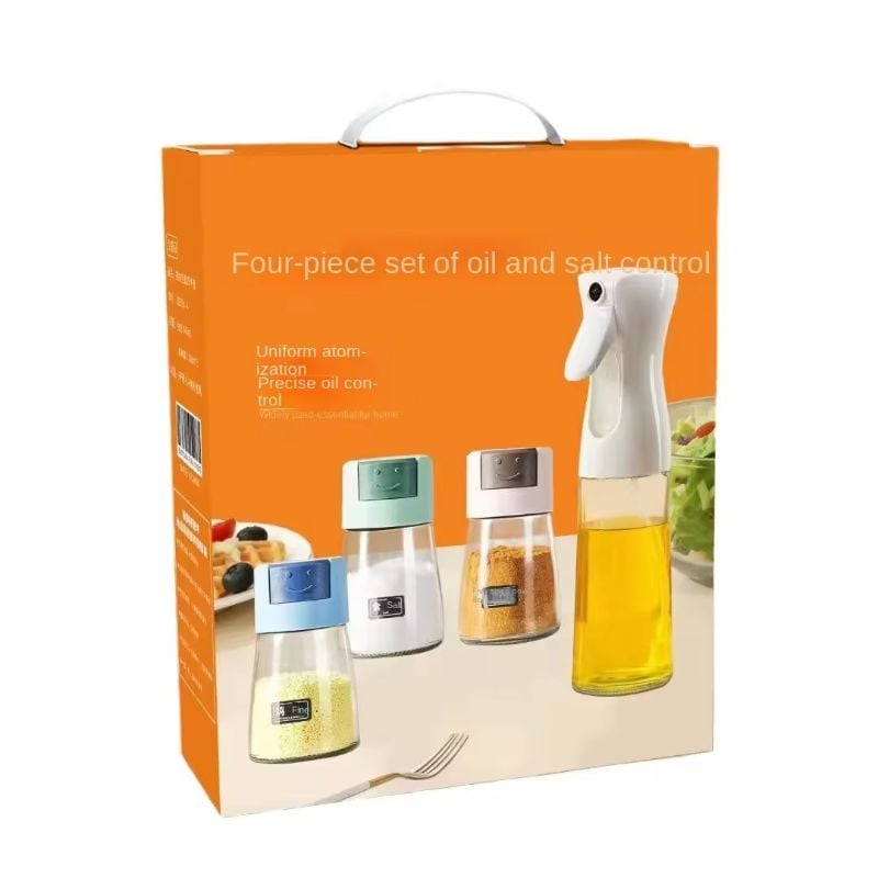 4Pcs Oil And Spice Countertop Set Daisy Glass