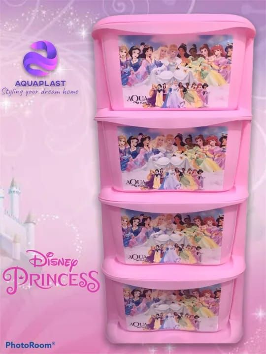 Baby Cabinets in Cartoon Characters - 4 Shelf Storage Box, High-Quality Aqua Plast, Multi-Color Decorated Drawer Cabinet for Kids