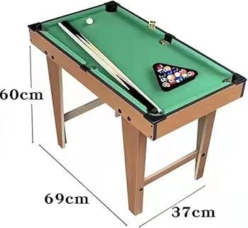 Mini Tabletop Pool Table, 69L x 37W x 60H Centimeter, Green Felt, Includes Balls and Cues
