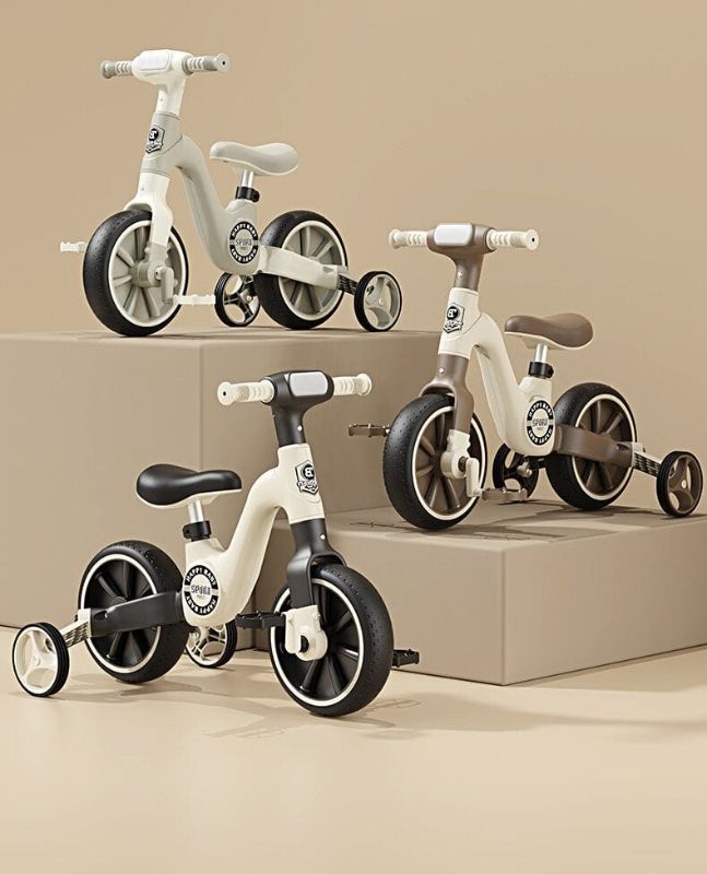 2in 1 Tricycle with Training Wheels, Ride-on Bike,2 Wheels Balance Bike with Detachable Pedals, PU Wheels, Trike with Music Headlight,