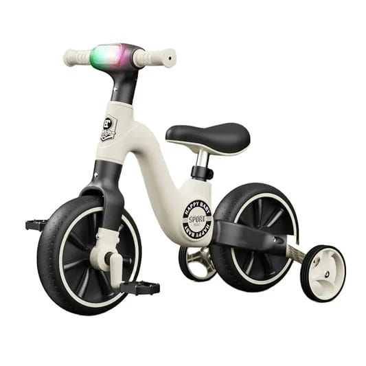2in 1 Tricycle with Training Wheels, Ride-on Bike,2 Wheels Balance Bike with Detachable Pedals, PU Wheels, Trike with Music Headlight,