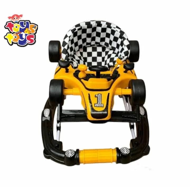 2 in 1 Formula 1 Car Rocker + Baby Walker With Lights & Music, in Random colors