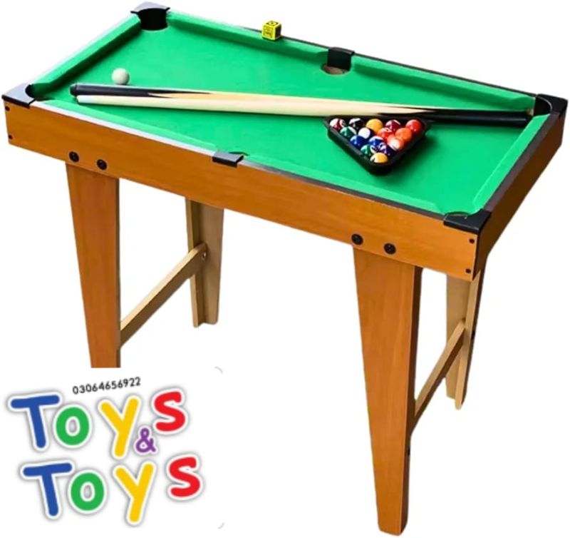 Mini Tabletop Pool Table, 69L x 37W x 60H Centimeter, Green Felt, Includes Balls and Cues