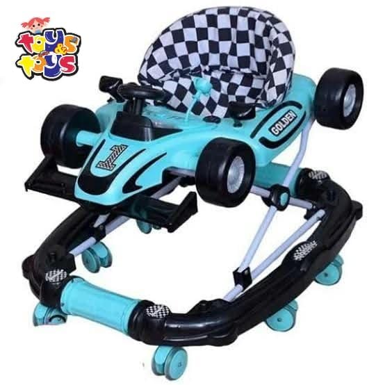 2 in 1 Formula 1 Car Rocker + Baby Walker With Lights & Music, in Random colors