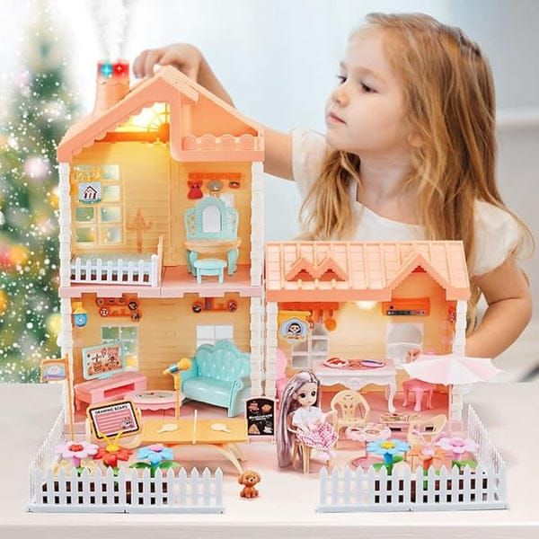 Doll House DIY Assembly Princess Villa Toy with 89PCS