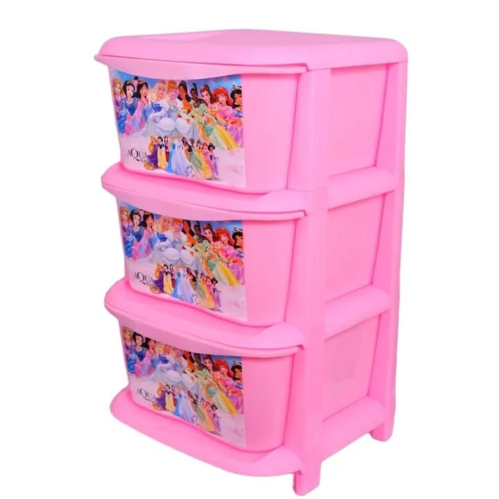 Baby Cabinets in Cartoon Characters - 3 Shelf Storage Box, High-Quality Aqua Plast, Multi-Color Decorated Drawer Cabinet for Kids