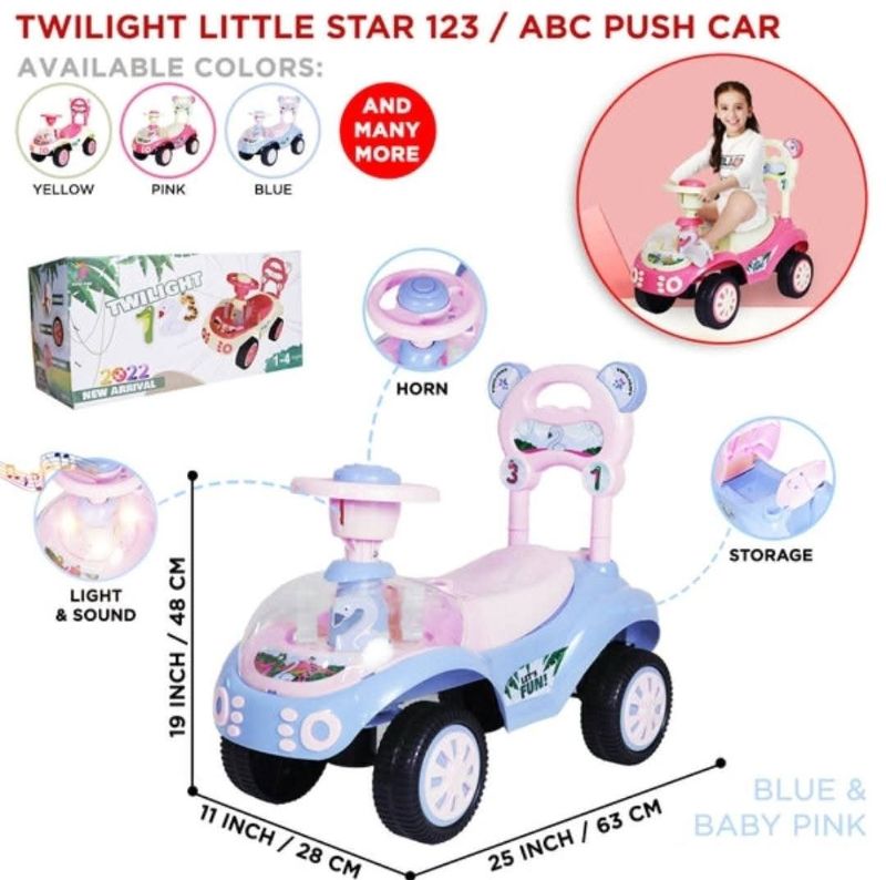 Kids Twilight Push Car With Lights & Music, Little Star Ride On Car With Under Seat Storage Push Car For Toddlers With Melody Horn & Flashing Light Baby Four Wheel Buggy Suitable For Children For Both Outdoor & Indoor Fun Play & Development