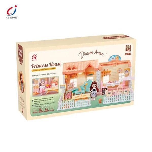 Doll House DIY Assembly Princess Villa Toy with 89PCS