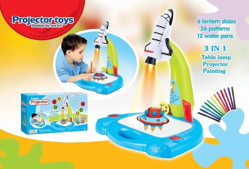 3 in 1 Kids Drawing Projector - Table Lamp, Projector, Painting