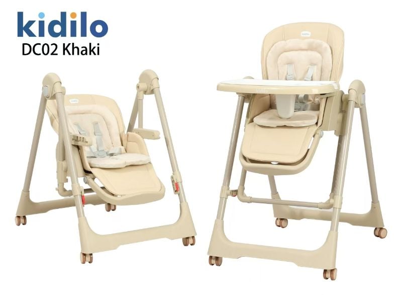 (DC02) KIDILO KHAKI 2 IN 1 BABY HIGH CHAIR