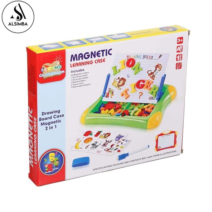 2 in 1 Magnetic Writing and Drawing Learning Case First / Second Classroom Imported High Quality - Educational Writing And Drawing Board Magnetic Whiteboard Magnetic Learning Case for Kids with Alphabets and Numbers Toy