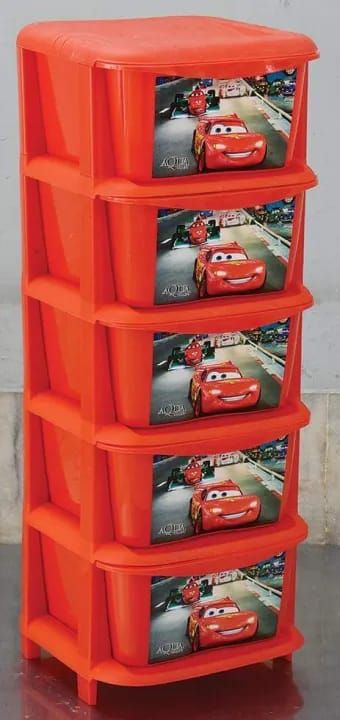 Baby Cabinets in Cartoon Characters - 5 Shelf Storage Box, High-Quality Aqua Plast, Multi-Color Decorated Drawer Cabinet for Kids
