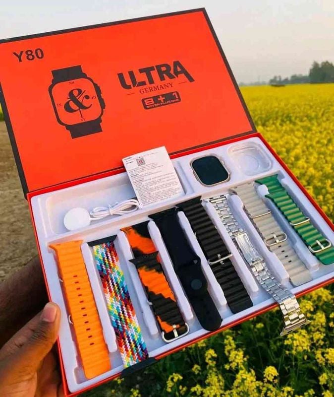 Y80 Ultra Smart watch ৮ সেট স্ট্র্যাপের স্মার্ট ওয়াচ মোবাইল