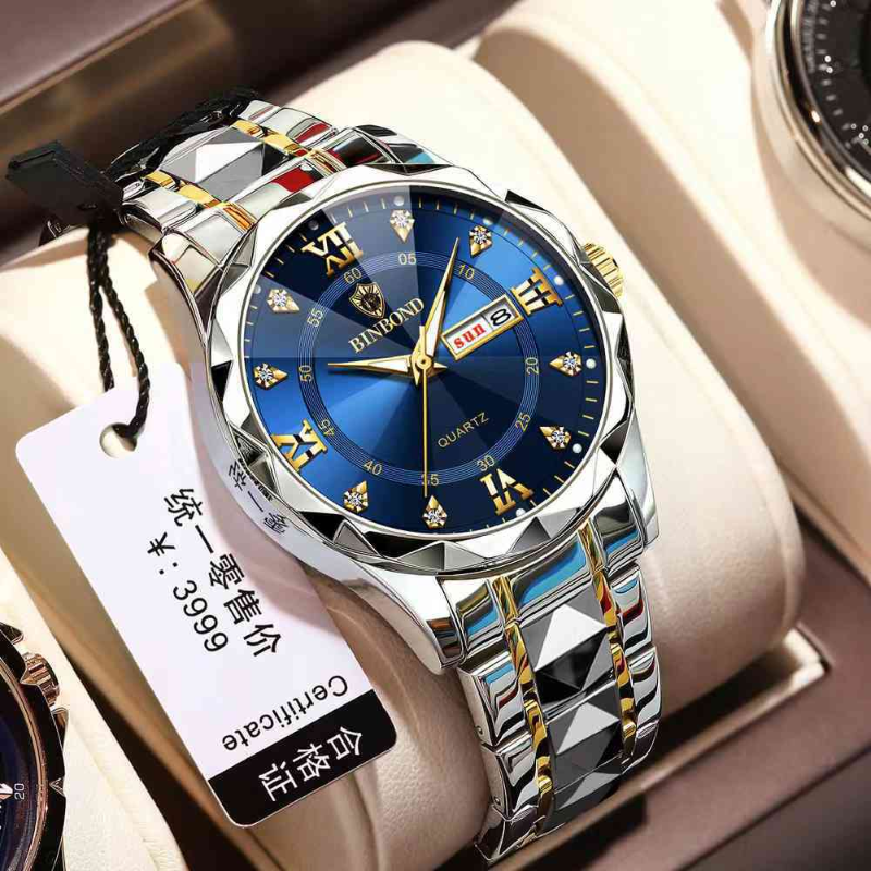 💥💥Binbond Watch (Blue) ছেলেদের ঘড়ি এক্সট্রা ব্যাটারি গিফট বক্স সহ💥💥 অরিজিনাল বাটারফ্লাই লক ১০০% ওয়াটারপ্রুফ