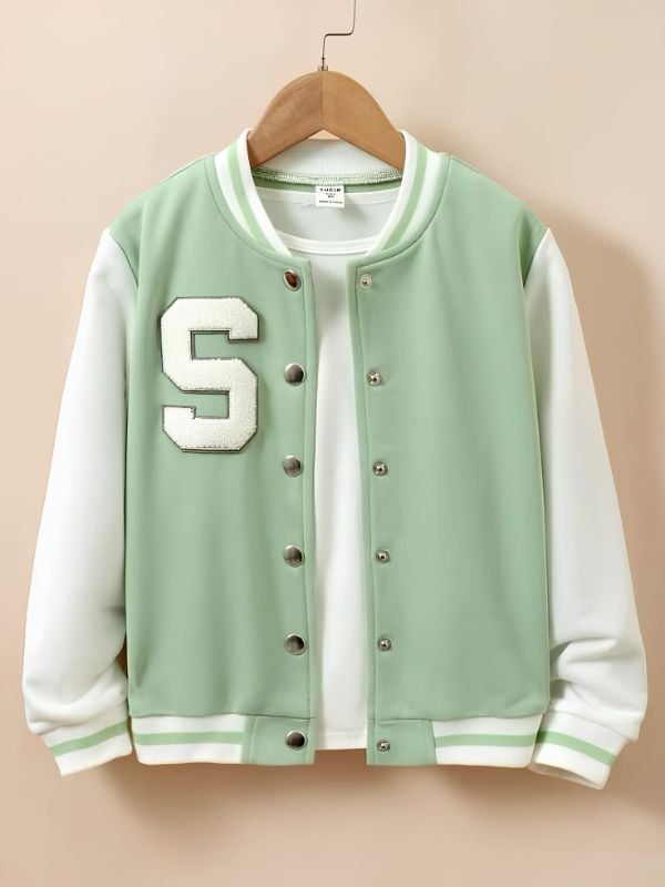 Mint Green & White Varsity Jacket