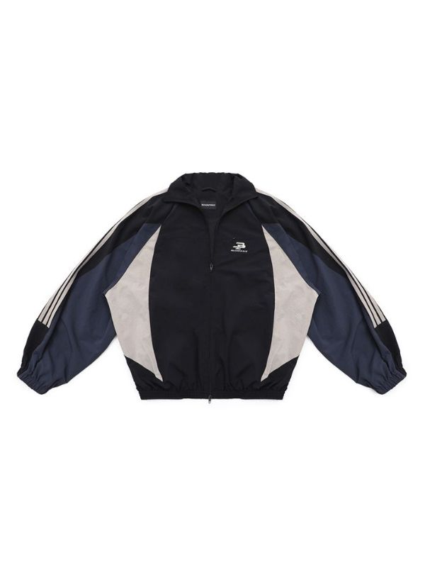 Black and Grey Colorblock Track Jacket
