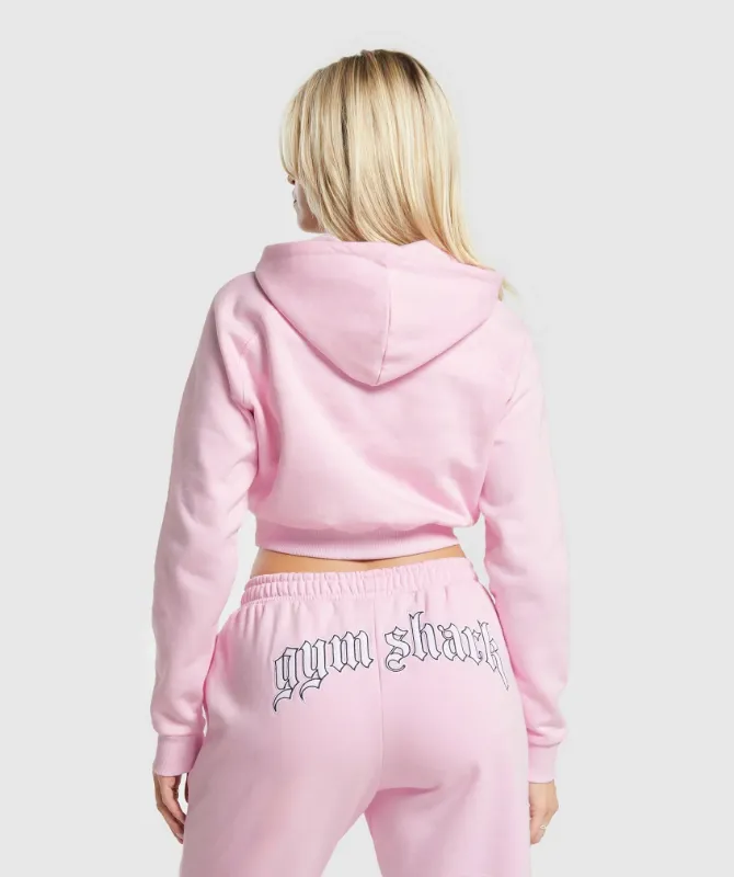 Pink Cropped Hoodie Set