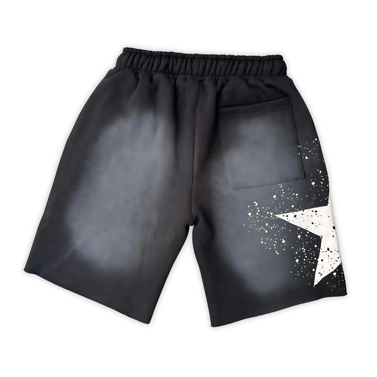 Black Graphic Star Print Shorts
