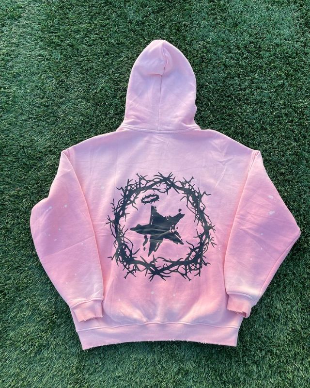 Trendy Pink Printed Hoodie