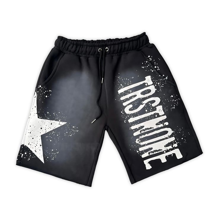 Black Graphic Star Print Shorts