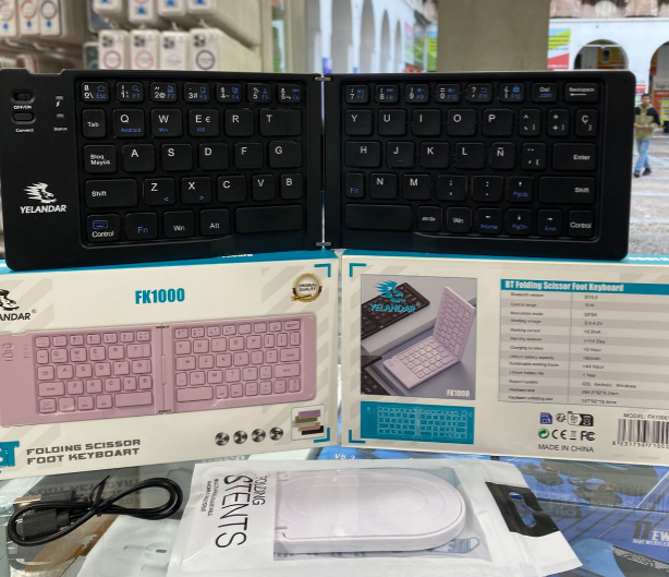 TECLADO PLEGABLE + SOPORTE DE CELULAR FK1000