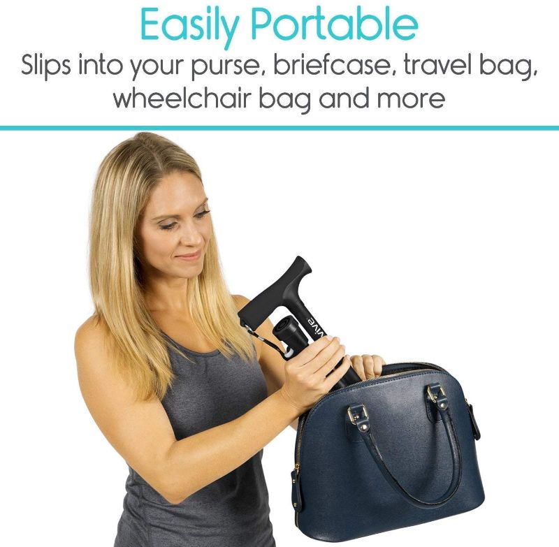 Portable Folding Walking Stick with Led Light & Aluminium Handle For Adults or old Peoples Black