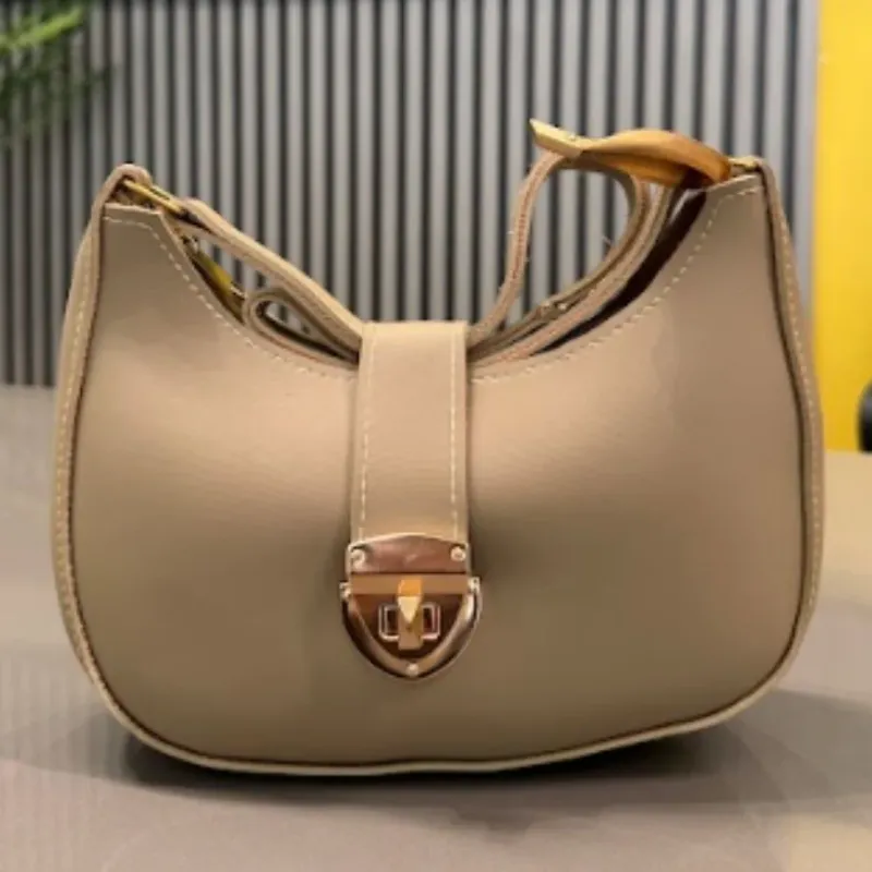 Crescent Leather Luxury Shoulder Bag for Women | Skin Color