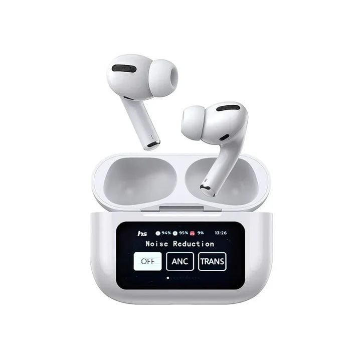 White A9 Pro ANC Bluetooth 5.4 Wireless Earbuds with Smart Screen and Active Noise Cancellation