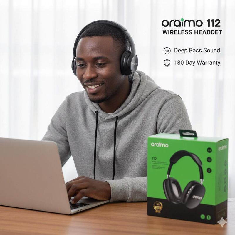 Oraimo 112 Over-Ear Wireless Headset with Deep Bass Sound