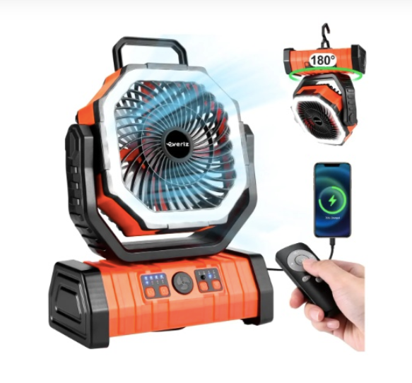 VENTILADOR RECARGABLE PORTÁTIL F6 CON LUZ LED 20000mAh NARANJA