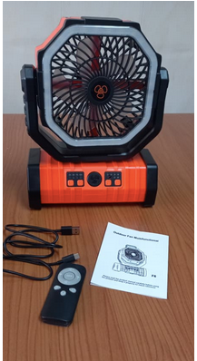 VENTILADOR RECARGABLE PORTÁTIL F6 CON LUZ LED 20000mAh NARANJA
