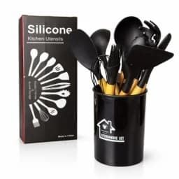 JUEGO DE UTENSILIOS DE COCINA DE 12 PIEZAS NEGROS