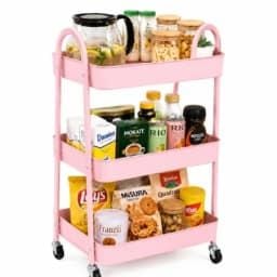CARRITO ORGANIZADOR METÁLICO DE 3 NIVELES ROSADO