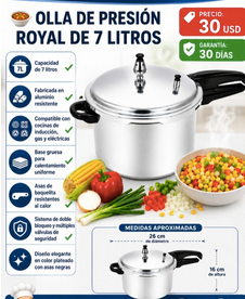 🍲 OLLA DE PRESIÓN ROYAL DE 7 LITROS