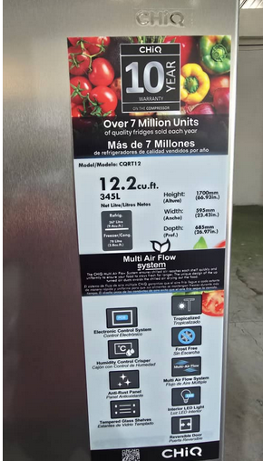 💥Refrigerador 12.2 pies CHIQ (NO FROST)