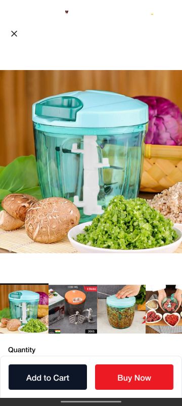 6 BLADE 2IN1 MANUAL FOOD CHOPPER, COMPACT & POWERFUL HAND HELD VEGETABLE CHOPPER (1000Ml