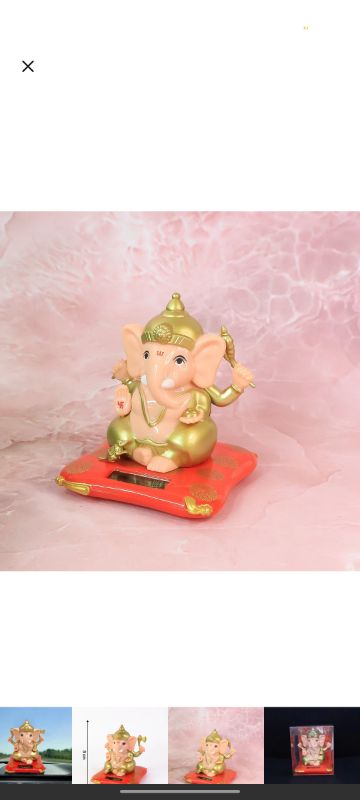 Decorative Medium Lord Ganesh Idol with Solar-Powered Base for Home & Office Décor, Blessing Ganesha Figurine for Festive Celebrations