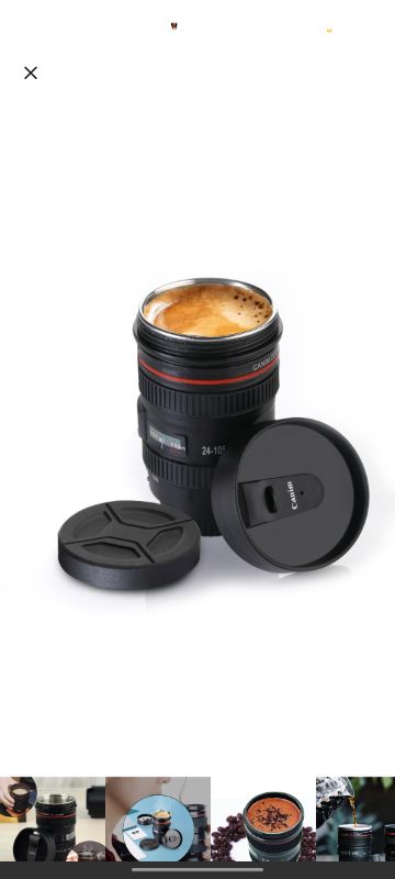 Plastic Camera Lens Shaped Coffee Mug With Lid camera cup