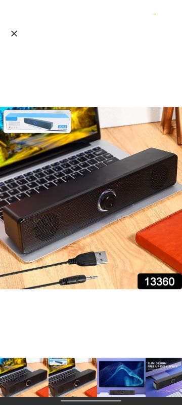 Desktop, Computer Speaker, Wired USB-Powered Home Soundbar Aux External Speaker with Dial Volume Control & Light for TV Pc Laptop Desktop Monitor Plug and Play USB Powered