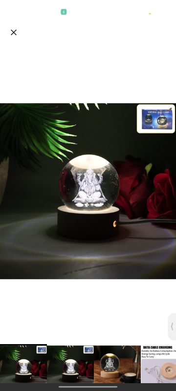 3D Crystal Ball lamps for ganpati bapa