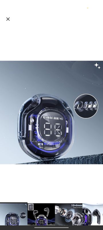 Bluetooth Headphones, Wireless Bluetooth 5.3 In-Ear with Microphones, 200mAh Battery, Transparent LED Display, ENC Noise Cancelling Earbuds, Earphones (1 Pc)