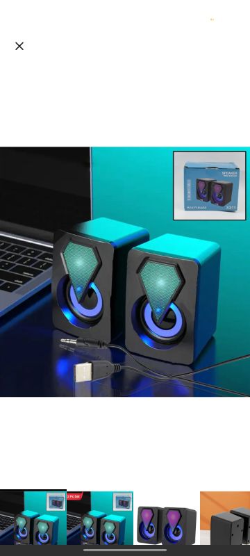 RGB Desktop Speakers, Plug, and Play USB Powered Speaker, Portable Wired PC Speakers, Colorful Breathing Light Design, USB Power Supply (5V), Volume Control, 3.5MM Speakers for PC, Laptops (2 Pc Set)
