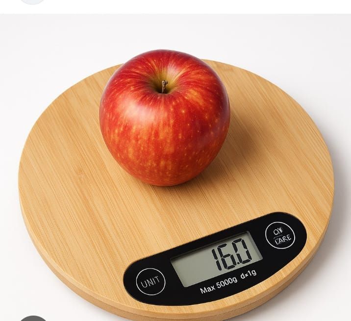 round wooden digital scale