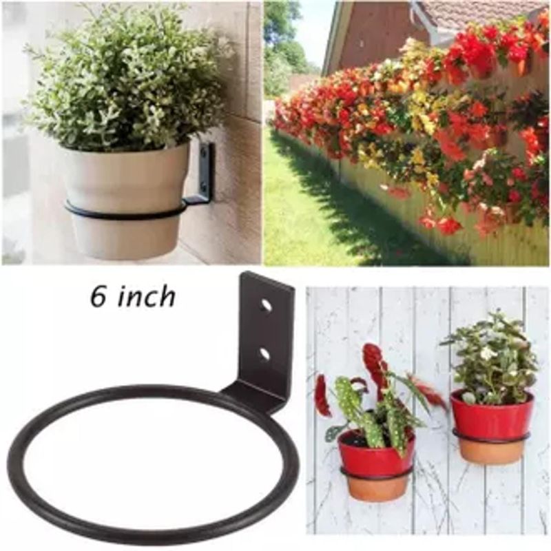 Flower Pot Stand, Size 6 Inches, Wall Mount Heavy Duty Indoor Outdoor Wall Decor Garden Plant Flower Pot Hanging Rack Stand