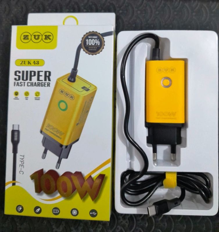 100W Super Fast Charger with Type-C Cable – PD & QC 3.0 Compatible