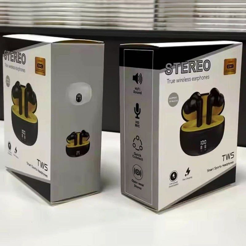 Stylish Stereo TWS Bluetooth Earbuds – ENC Noise Cancellation & 34H Playtime