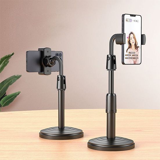 Adjustable 9.5 inches to 13 inches Table Mobile Phone Stand – 360° Rotatable & Extendable Desk Holder (Black)
