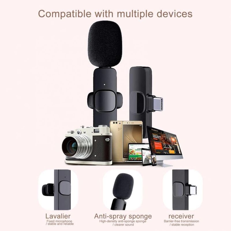 K8 Wireless Microphone – Type-C & iPhone Compatible Lavalier Mic