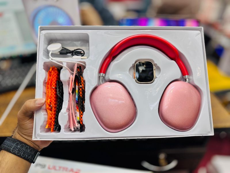 P9 Ultra 2 Smartwatch & Wireless Headphones Combo | Bluetooth Calling, Fitness Tracking & 7 Straps