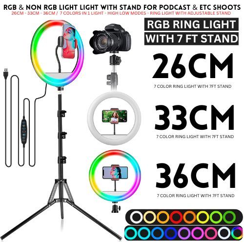 RGB Ring Light 36cm with 7ft Tripod Stand